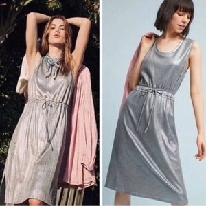 Dolan Shimmering Silver Midi Dress large anthropology